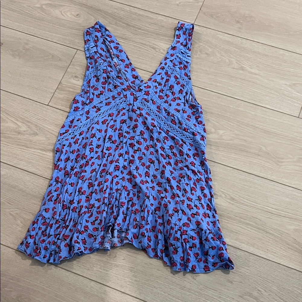 Free People Blue and Pink Floral Tunic